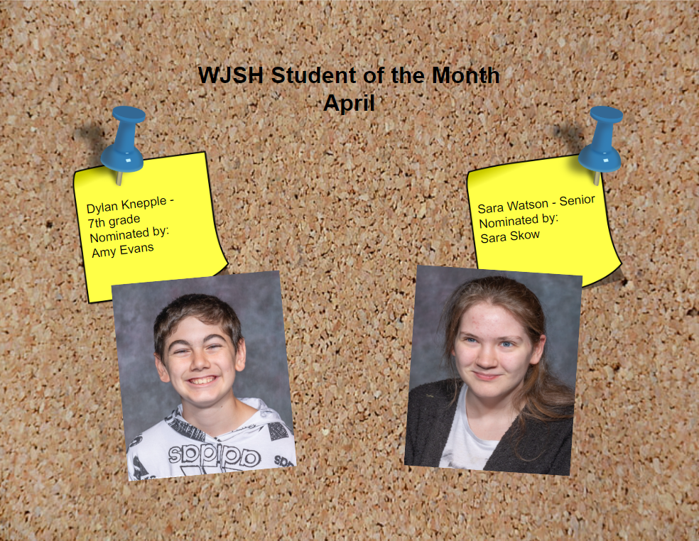 April WJSH Student of the Month Whitko Community Schools